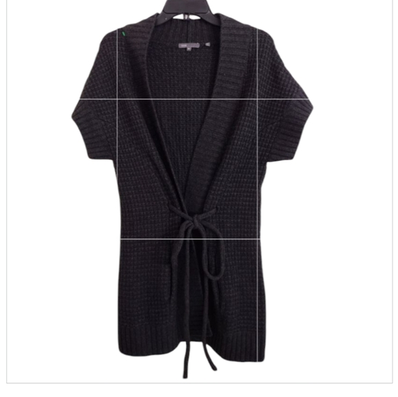 Vince Dark Grey Textured Sweater With Tie Cashmere Blend Size XS - Picture 13 of 14